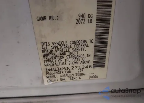 2018 Nissan Altima 2.5 Sv из США, поврежденный, VIN 1N4AL3AP5JC271246